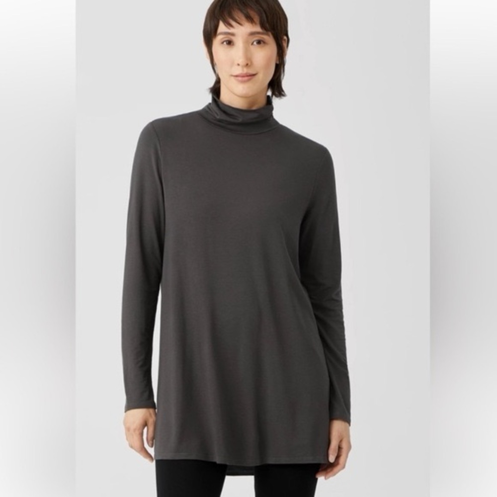 NWT Alfani Black Tunic Top Lightweight Stretch Layering Casual Wardrobe Staple